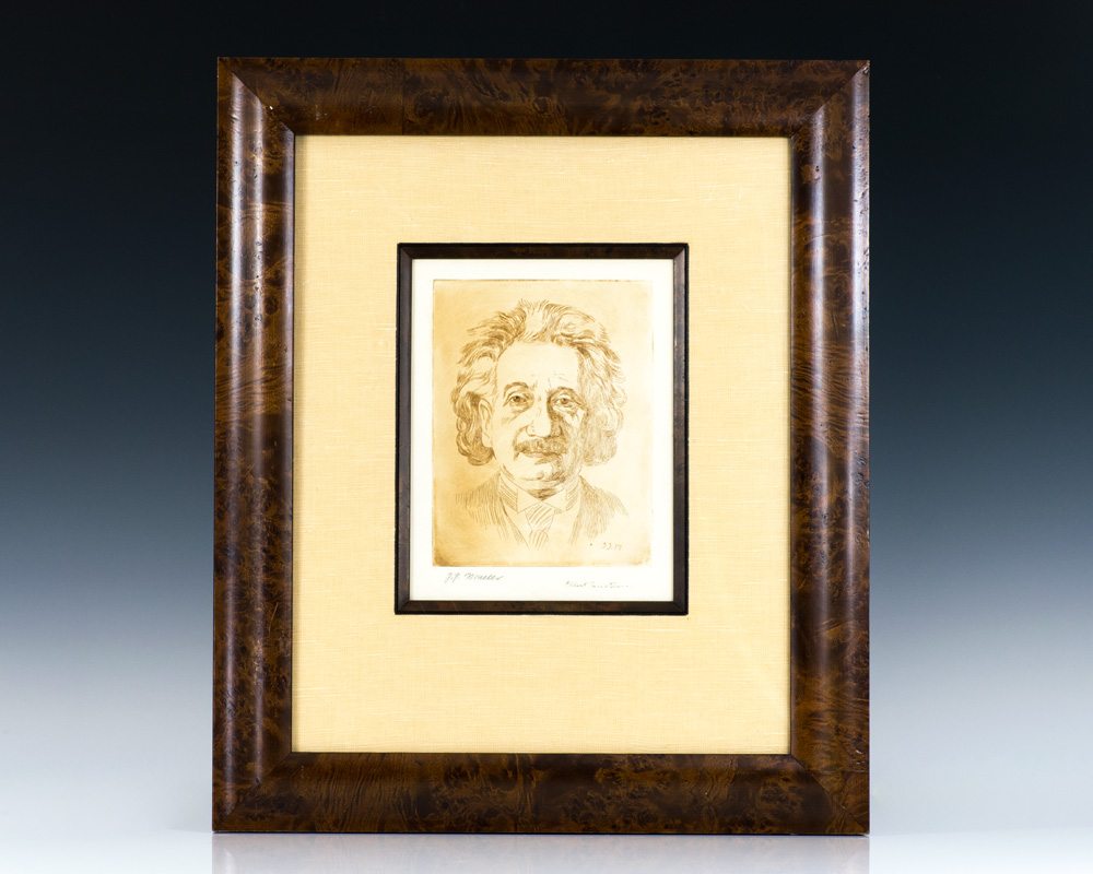 Albert Einstein Signed Etching.