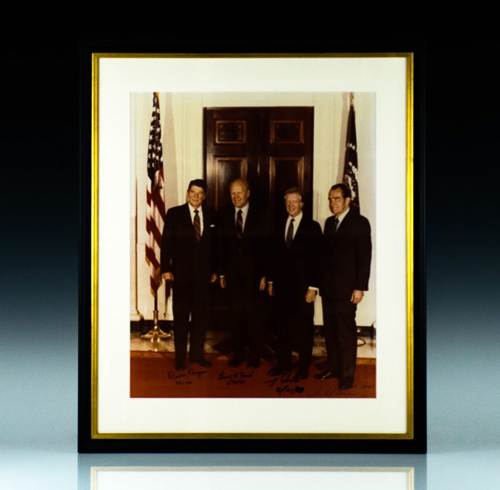Photograph of Presidents Ronald Reagan, Gerald Ford, Jimmy Carter and Richard Nixon. - Image 4