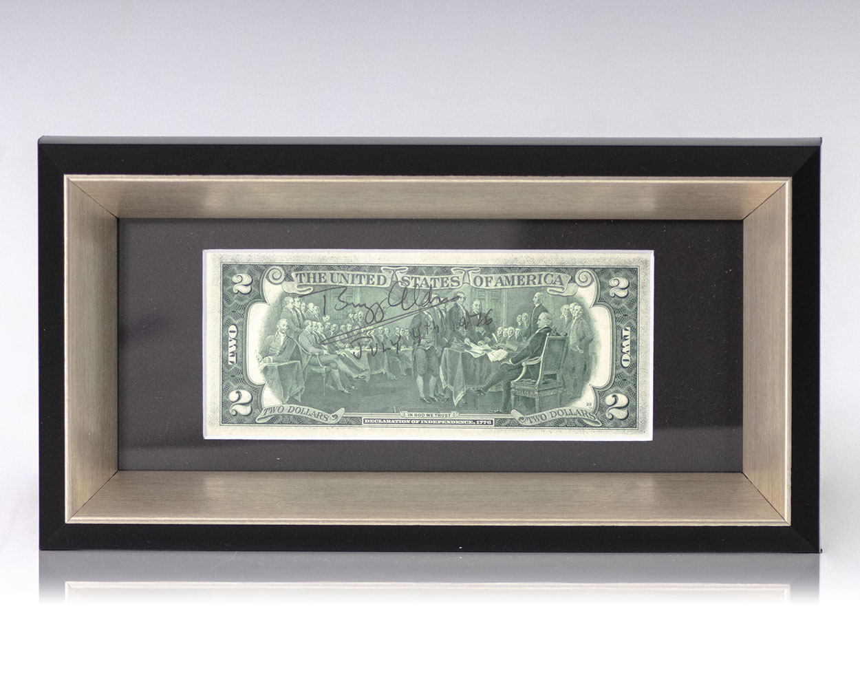 Buzz Aldrin Signed Two Dollar Bill.