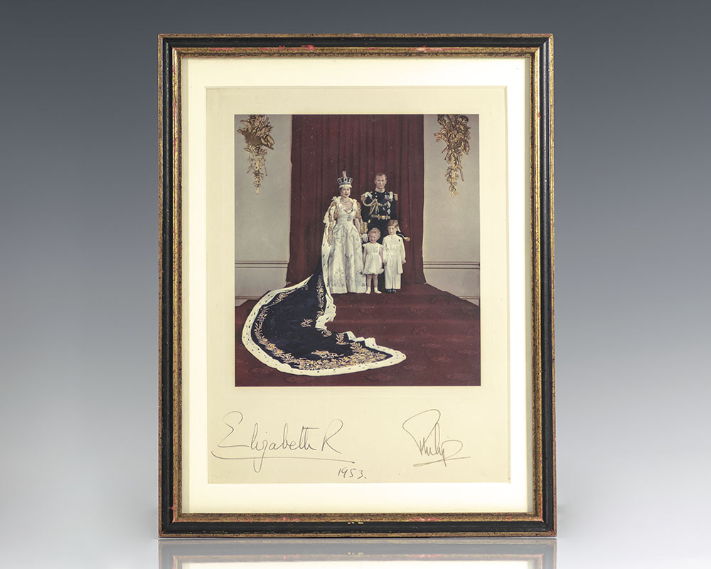 Queen Elizabeth II and Prince Philip Signed Coronation Portrait.