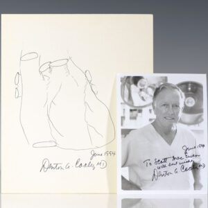 Denton Cooley Signed Heart Sketch.