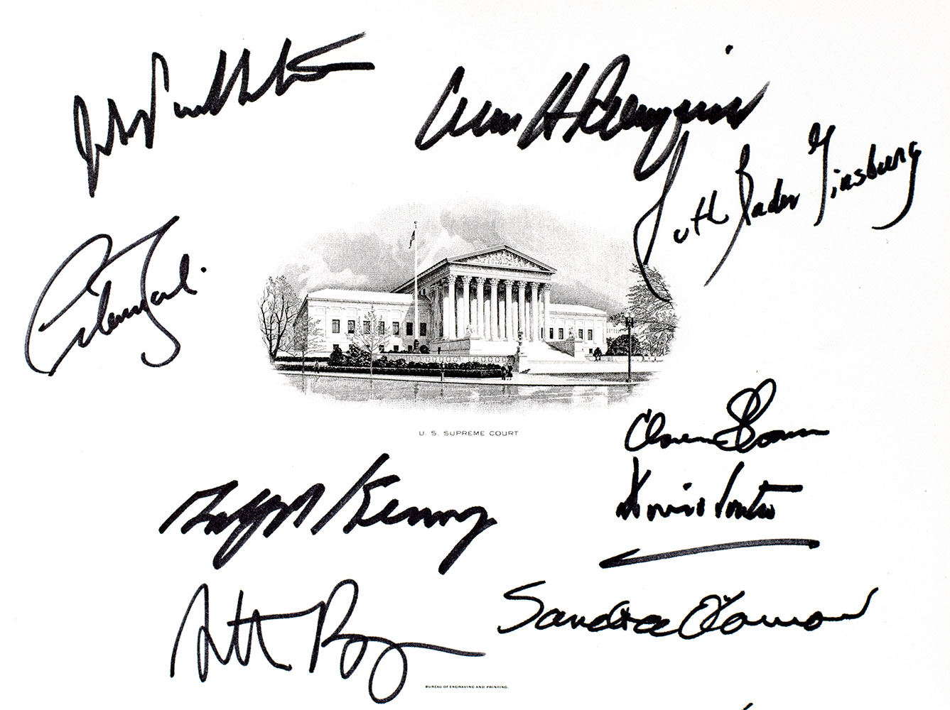 Rehnquist Supreme Court Signed Engraving.