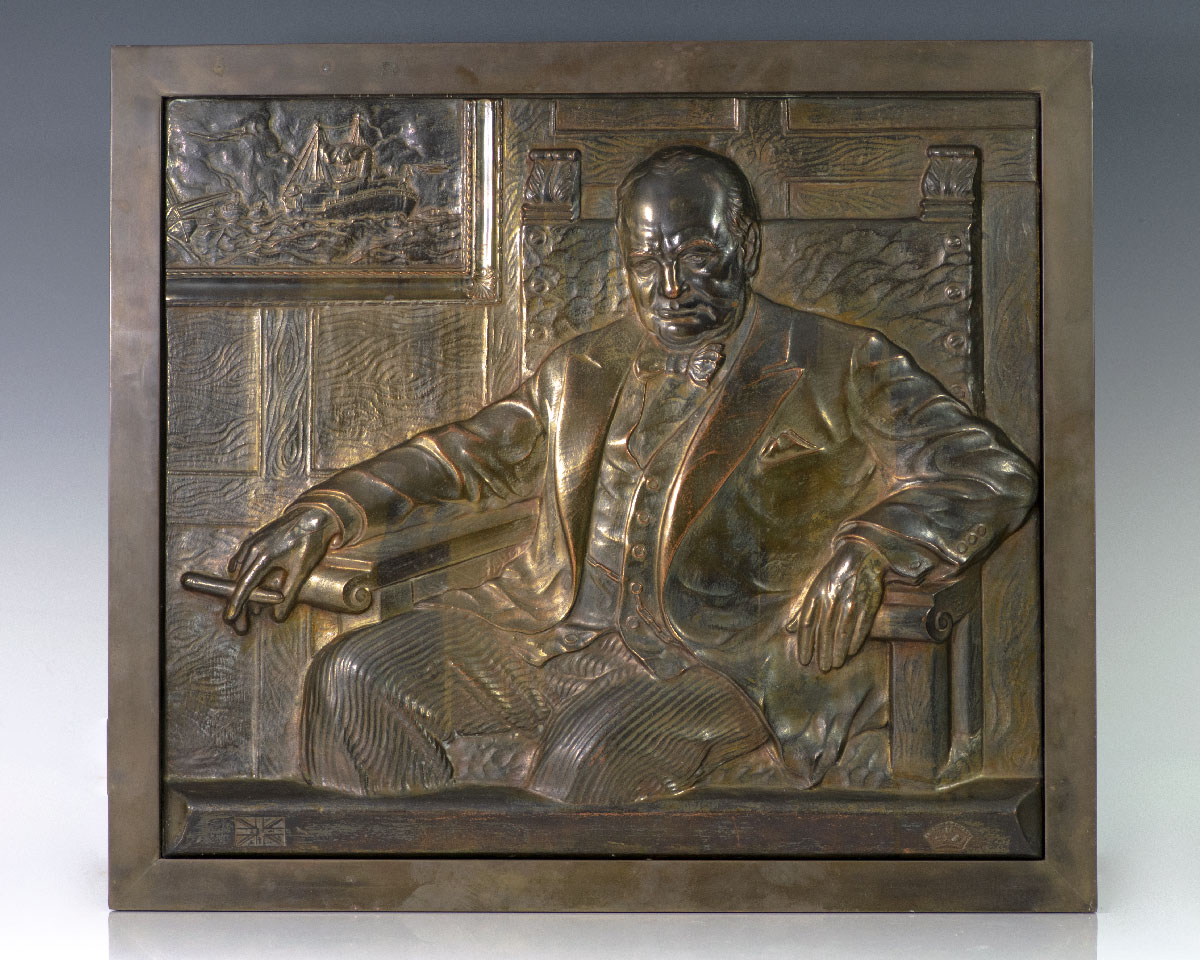 Winston S. Churchill Bronze Relief Portrait.