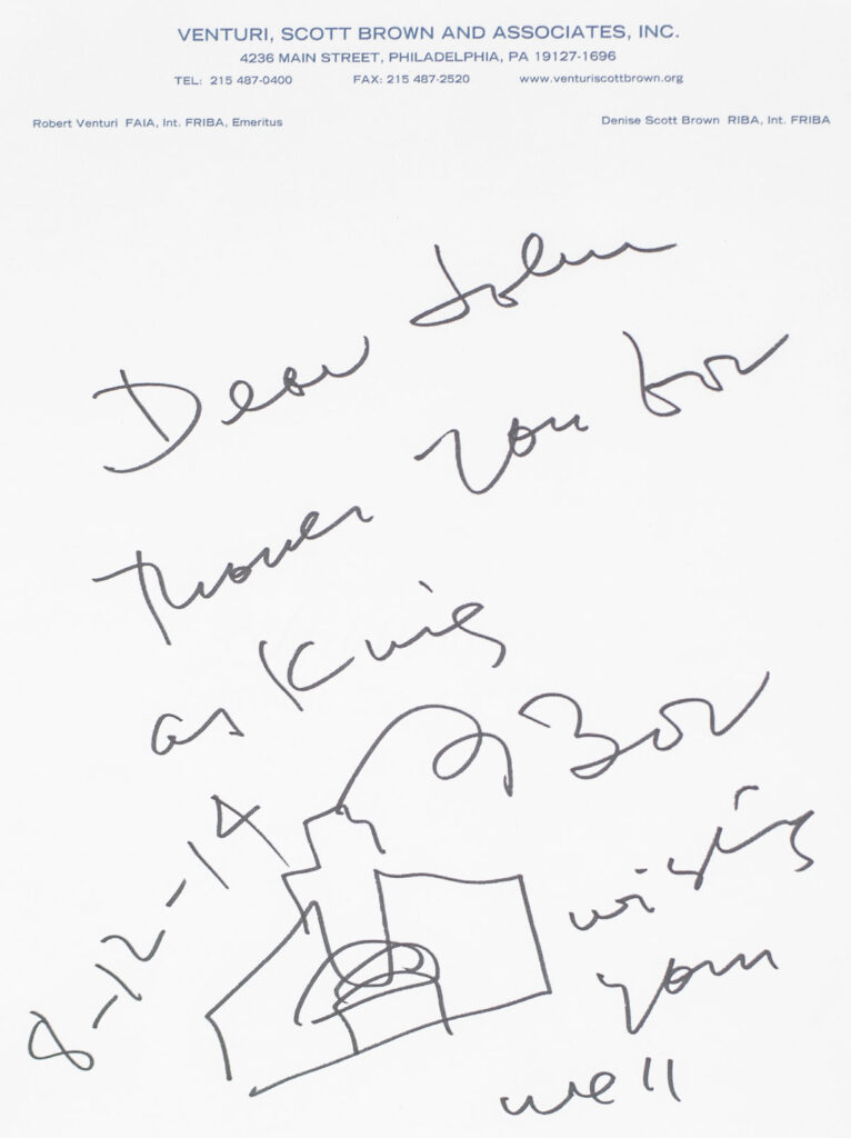 Robert Venturi Signed Sketch.