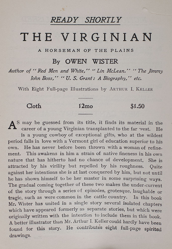 The Virginian: A Horseman on the Plains.