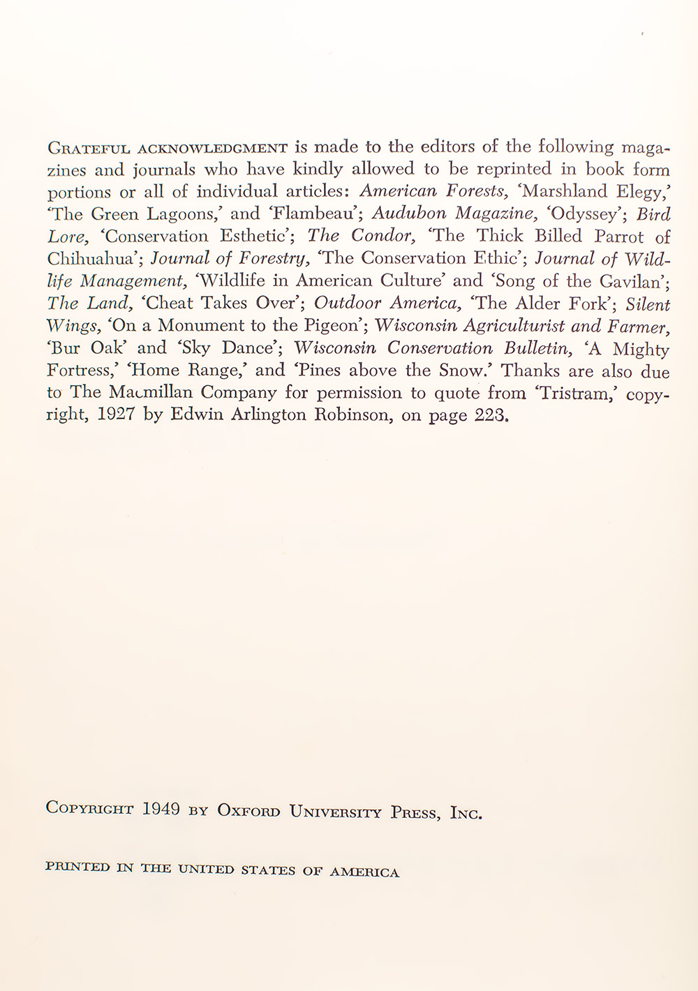 A Sand County Almanac and Sketches Here and There.