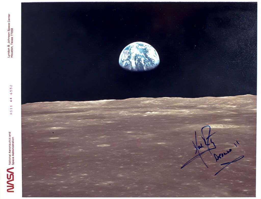 Neil Armstrong Signed Apollo 11 ‘Earthrise’ Photograph.