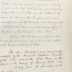 Thomas Wilson Dorr Signed January 20th 1841 Democratic Republican Convention Proceedings Document.