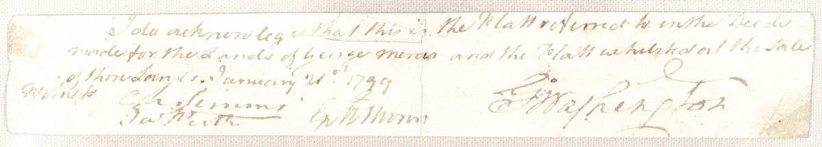 George Washington Signed Partial Document.
