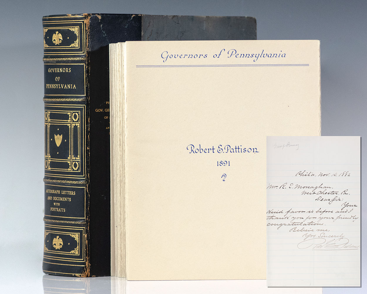 Collection of 28 Autographs of the First Governors of Pennsylvania.