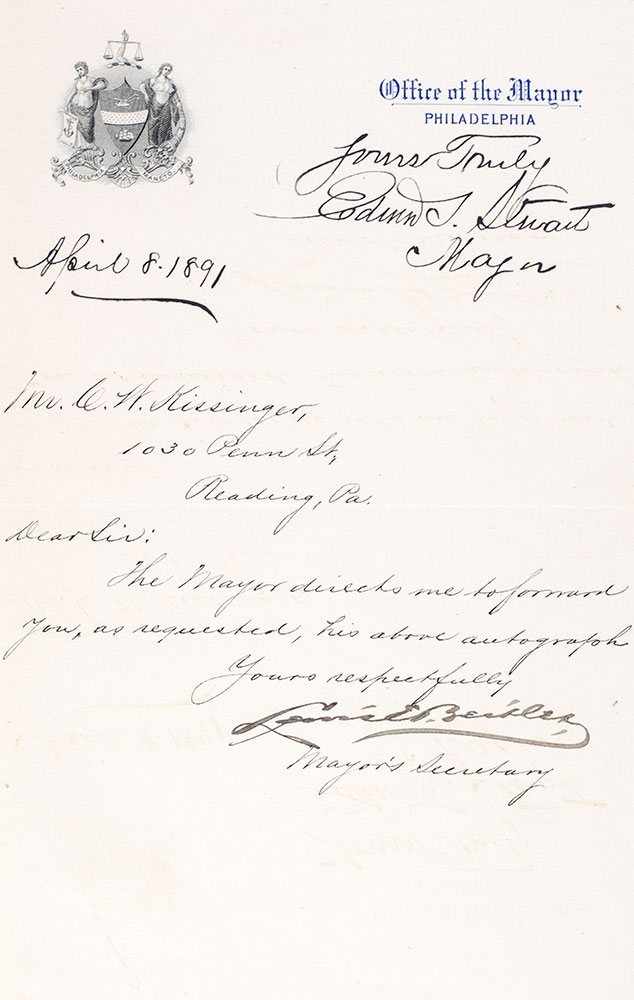 Collection of 28 Autographs of the First Governors of Pennsylvania.