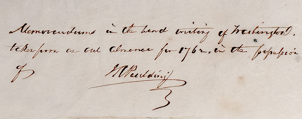 George Washington Autograph Diary Leaf.