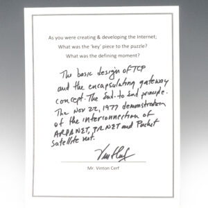Vint Cerf Autograph Note Signed.