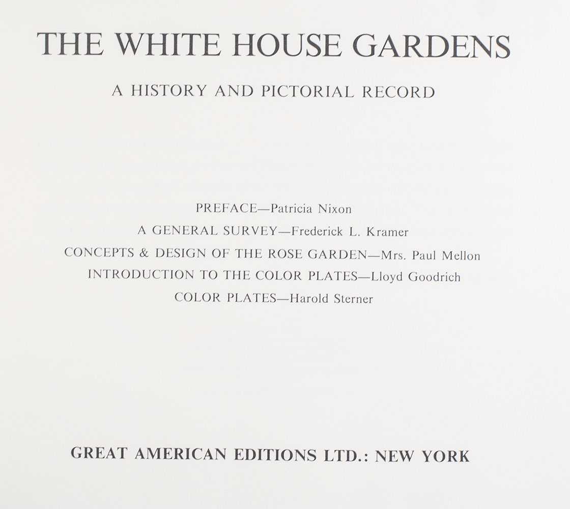 The White House Gardens: A History and Pictorial Record.