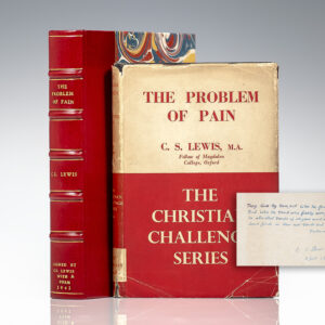 The Problem of Pain; signed and inscribed by C.S. Lewis with a quotation from Coventry Patmore's poem The Angel in the House