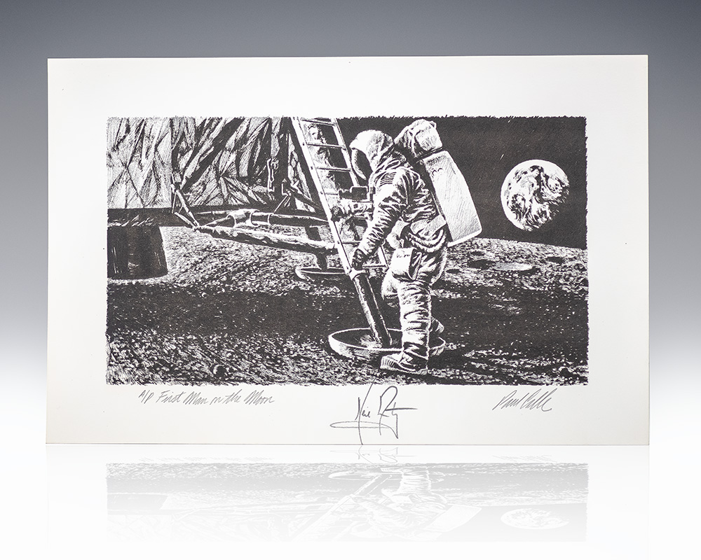 "First Man on the Moon" Paul Calle and Neil Armstrong Original Signed Artist's Proof.