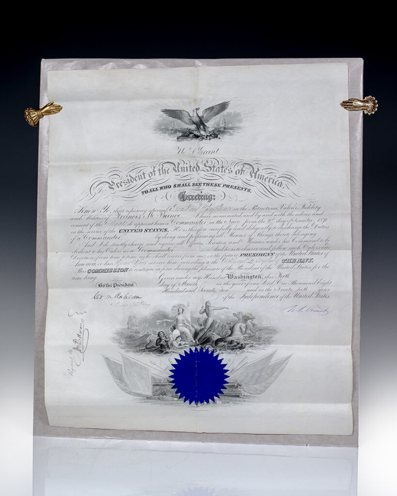 Ulysses S. Grant Signed Naval Commission.