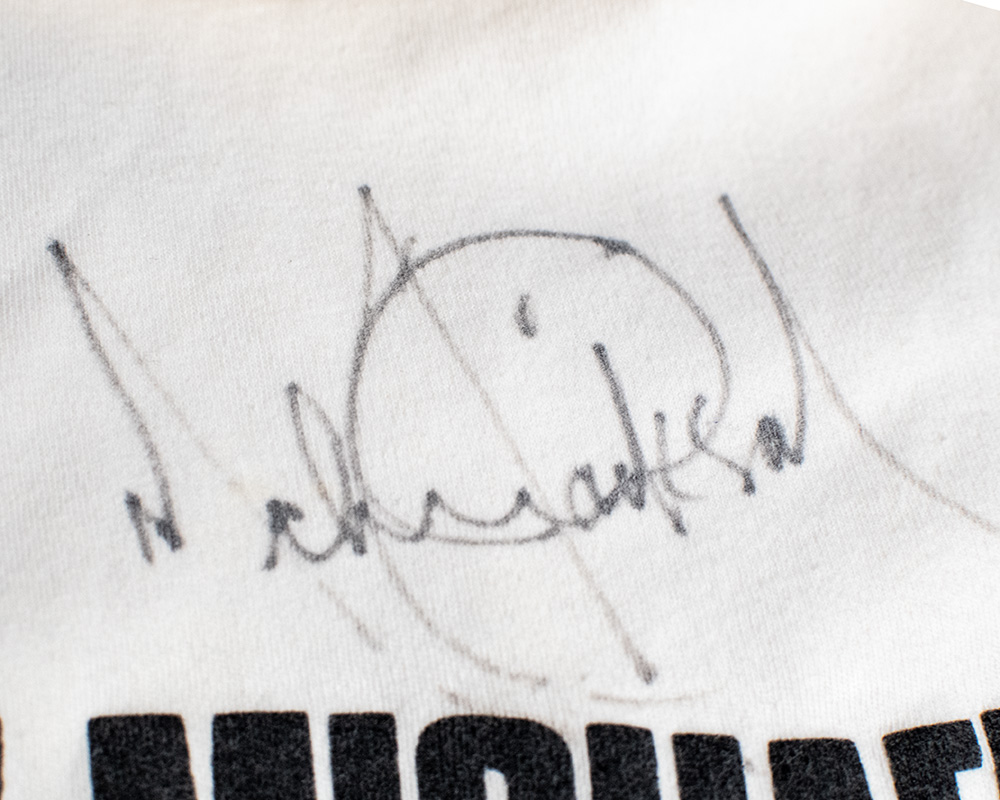 Michael Jackson Signed 1988 Wembley Stadium Bad Tour Polo T-Shirt.