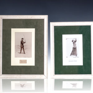 Winston and Clementine Churchill Signatures with Charles Weaver Signed Limited Edition Golfing Prints.