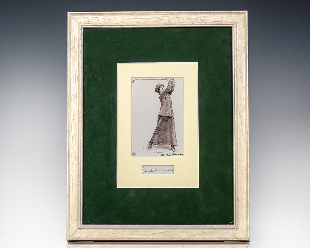 Winston and Clementine Churchill Signatures with Charles Weaver Signed Limited Edition Golfing Prints.