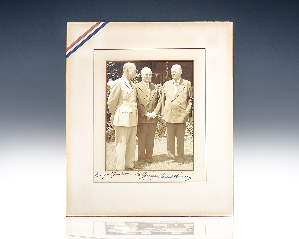Dwight D. Eisenhower, Herbert Hoover and Harry S. Truman Signed Photograph.