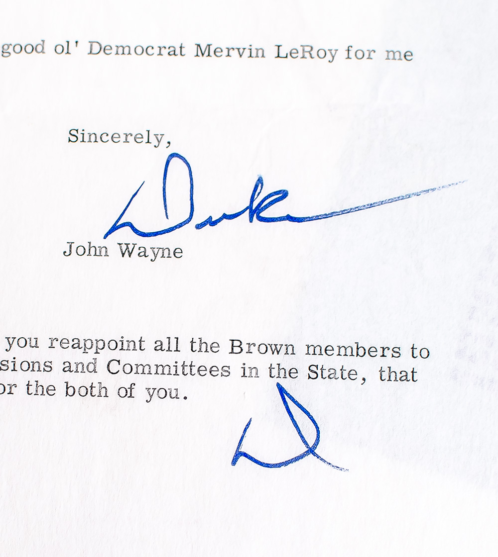Ronald Reagan and John Wayne Signed Letter Collection.