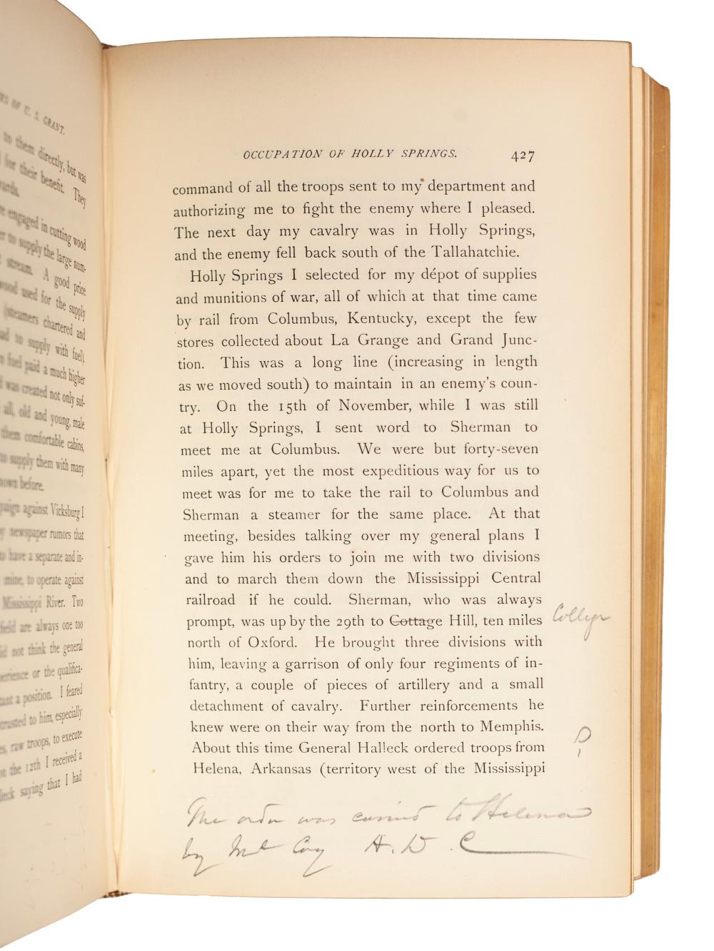General William Tecumseh Sherman's Annotated Personal Memoirs of U.S. Grant.