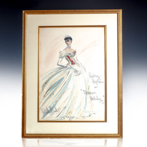 "Audrey Hepburn in Roman Holiday." [Original Edith Head Signed Costume Sketch].