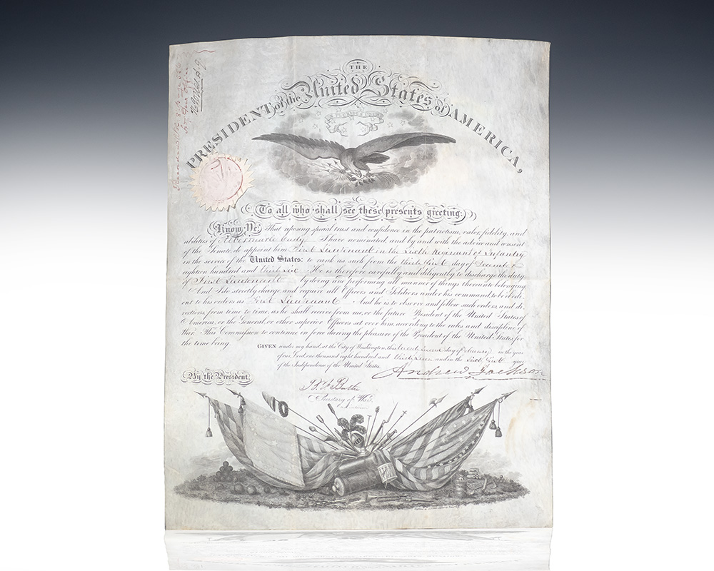 Andrew Jackson Signed Presidential Military Commission.