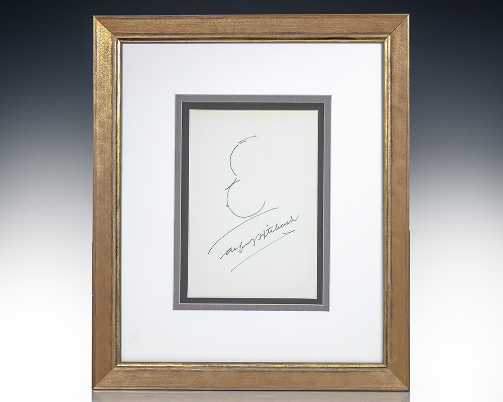 Alfred Hitchcock Signed Self-Portrait.