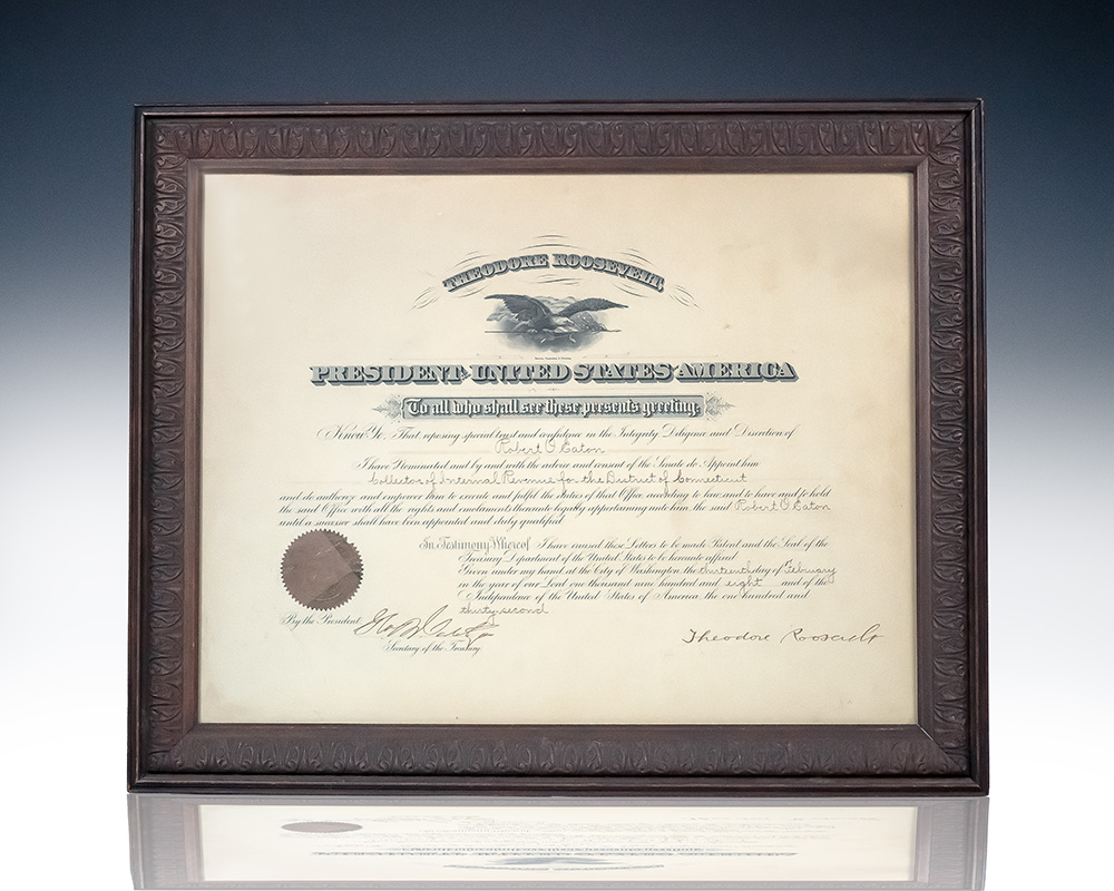 Theodore Roosevelt Signed Document.