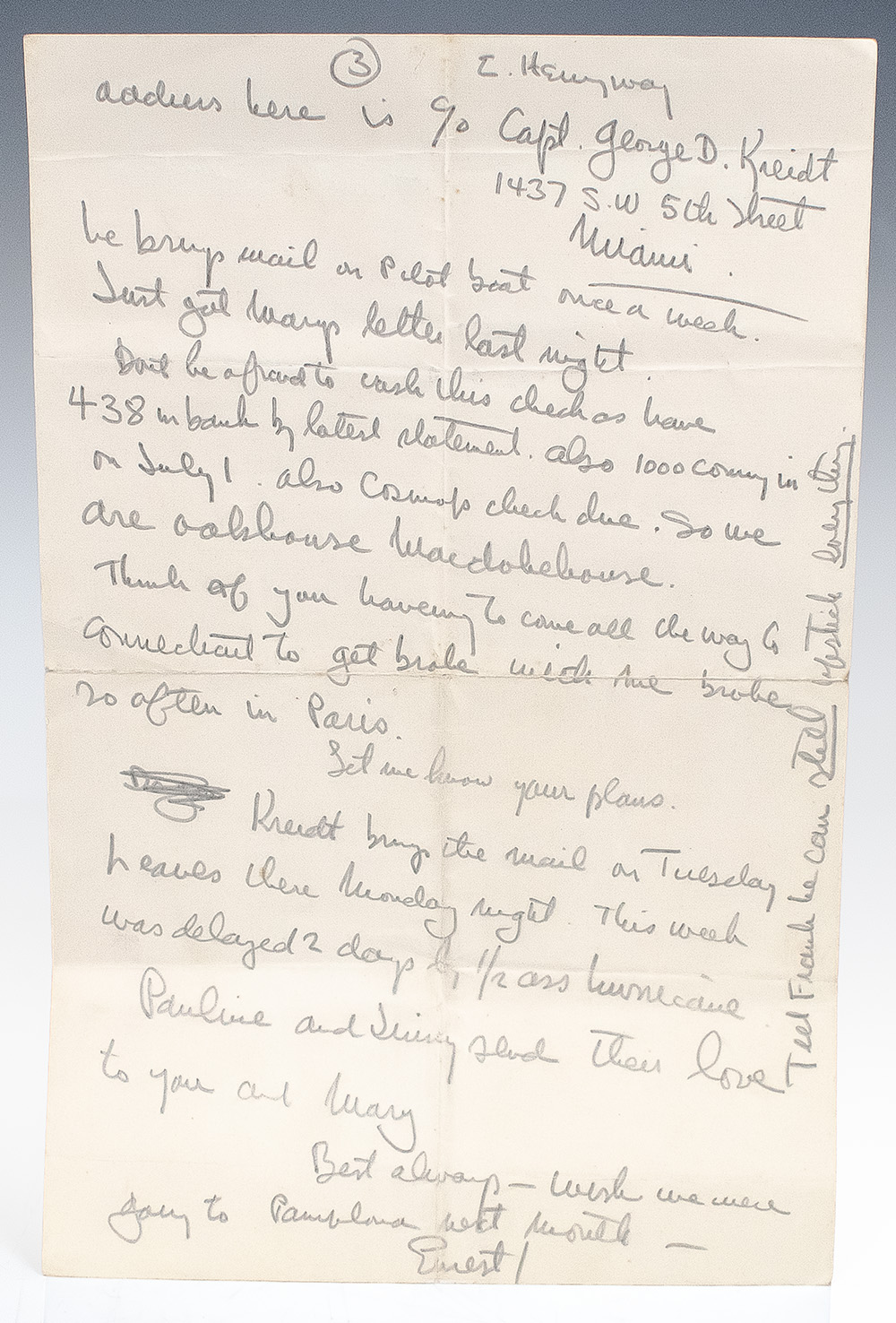 Ernest Hemingway Autograph and Typed Signed Letter Collection.