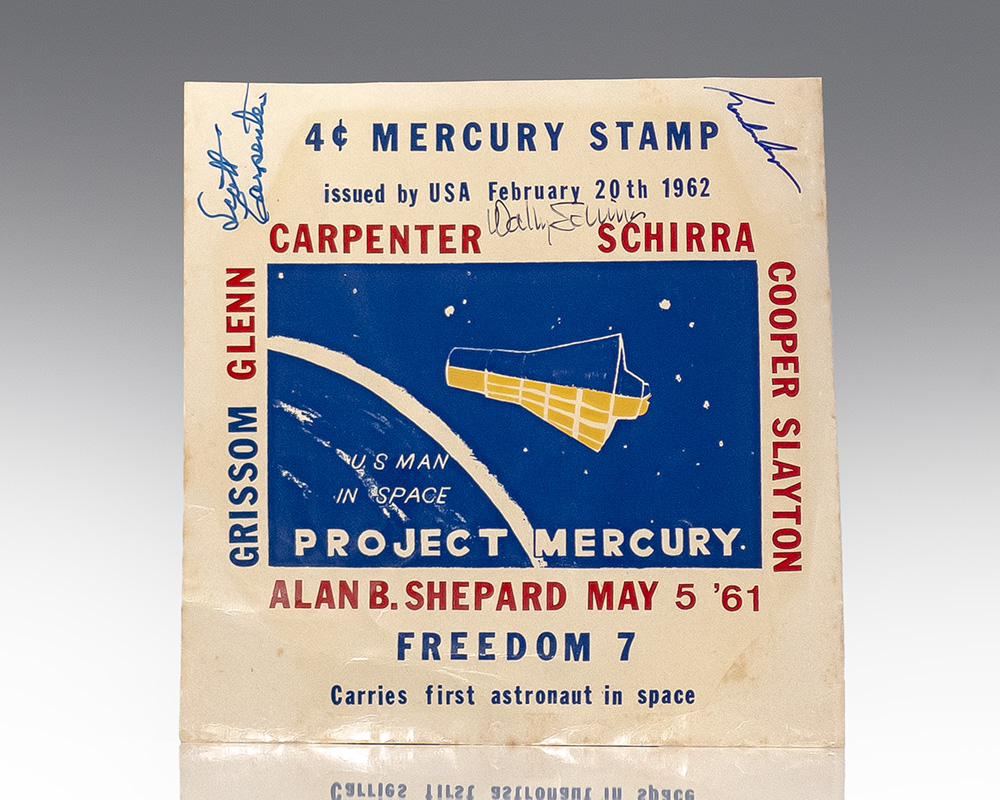 Scott Carpenter, Gordon Cooper, and Wally Schirra Signed Project Mercury Decal.