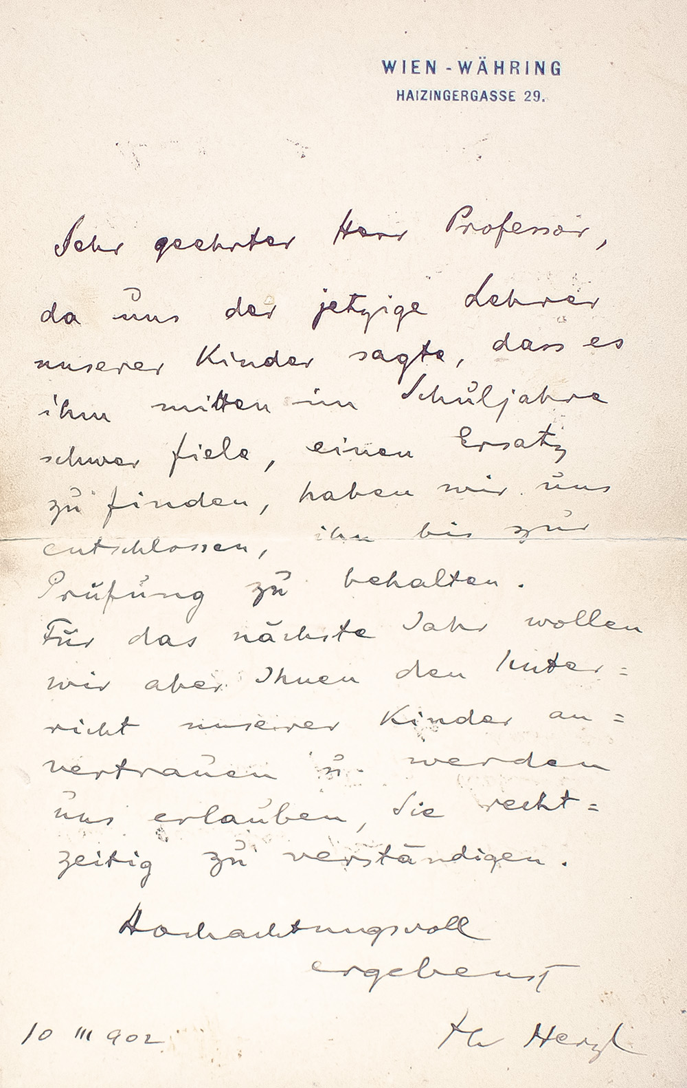 Theodor Herzl Autograph Letter Signed.