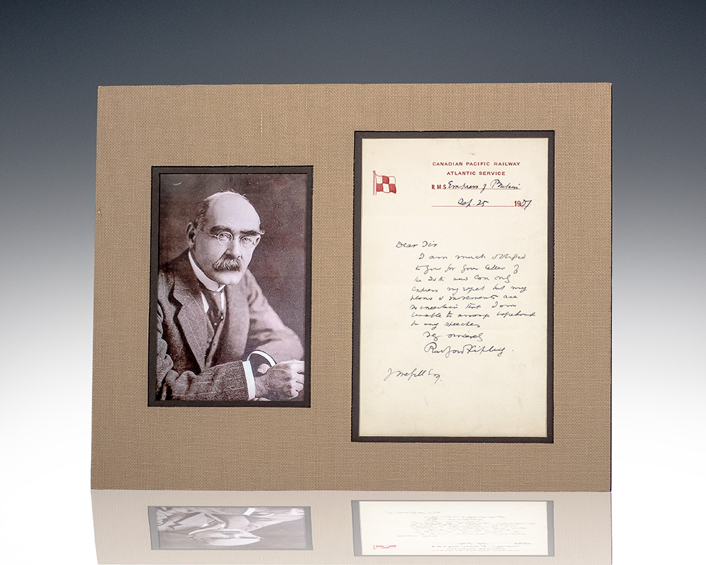 Rudyard Kipling Autograph Letter Signed.