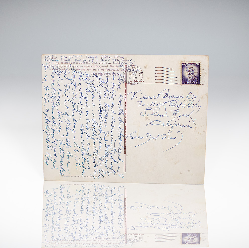 Raymond Chandler Autograph Postcards Signed.