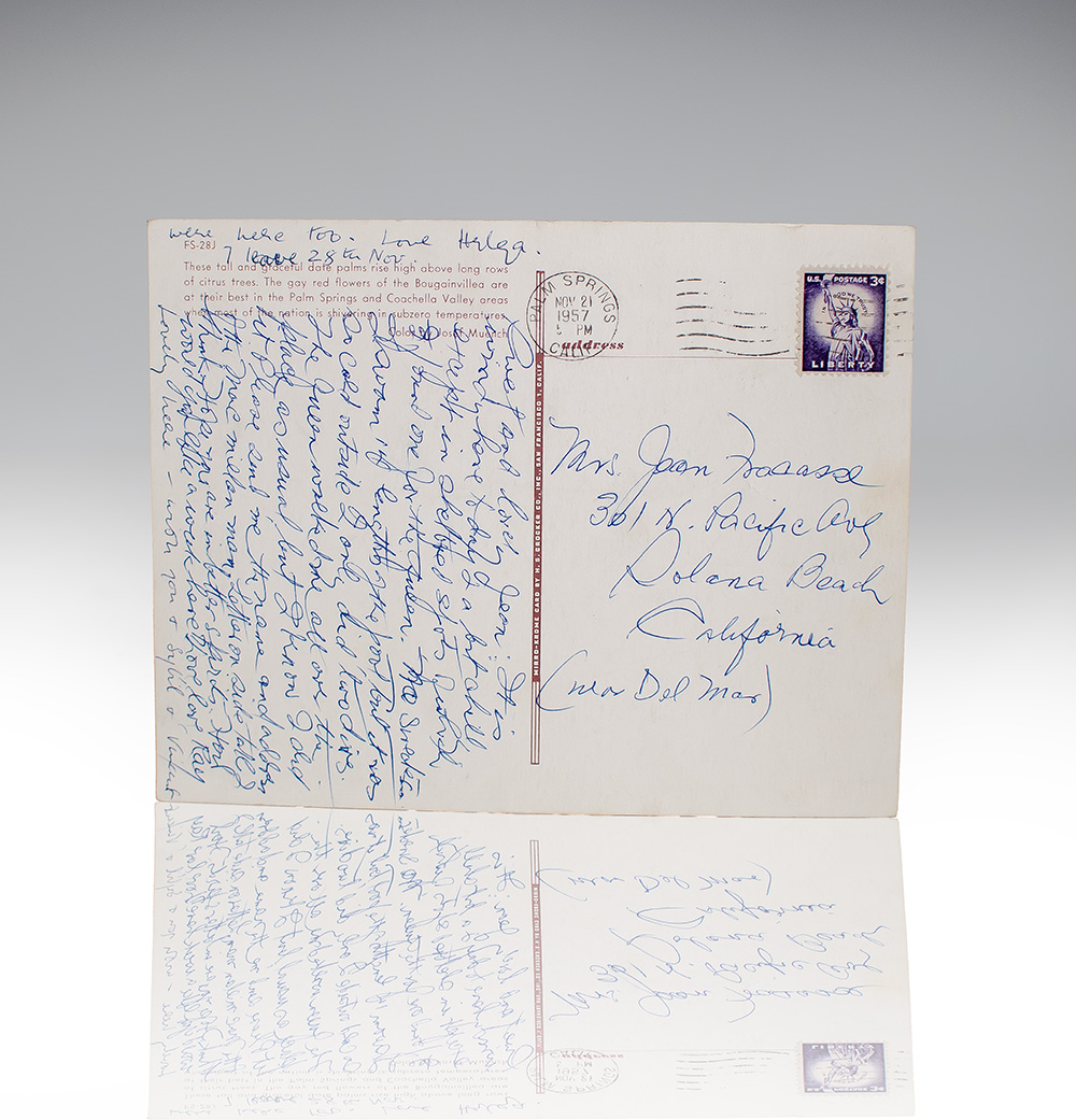 Raymond Chandler Autograph Postcards Signed.