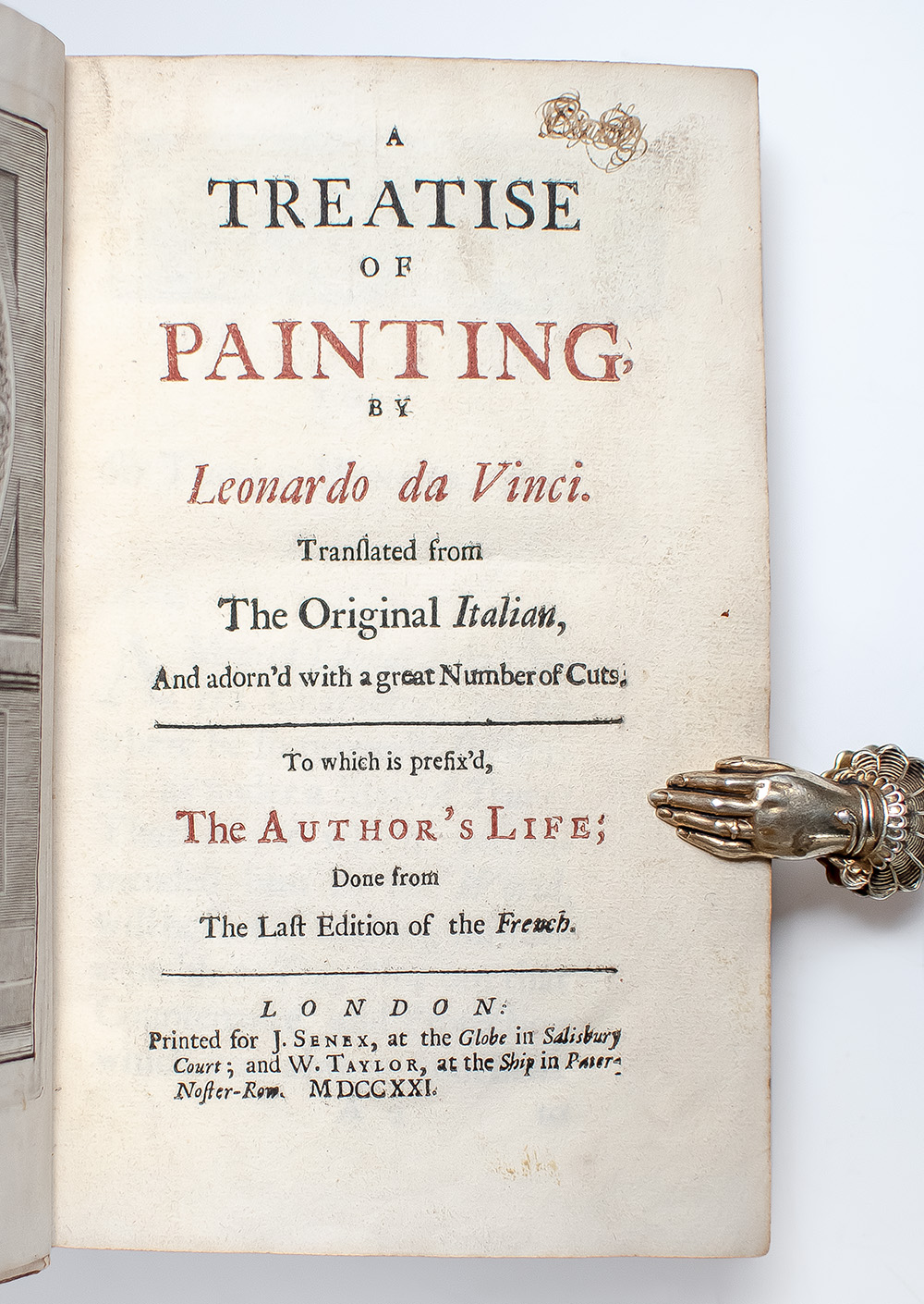 A Treatise of Painting by Leonardo da Vinci. Translated from The Original Italian, And adorn'd with a great Number of Cuts: To which is prefix'd The Author's Life; Done from the Last Edition of the French.