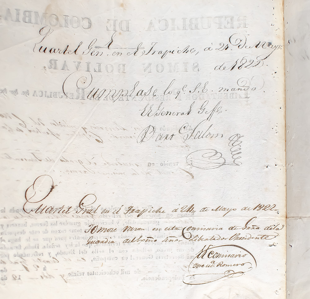 Simón Bolívar Signed Military Appointment.