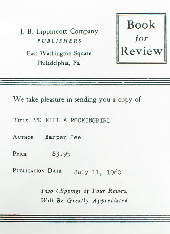 To Kill A Mockingbird.