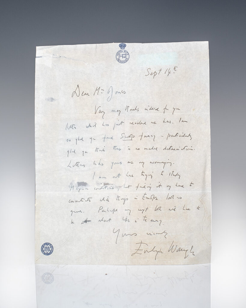 Evelyn Waugh Autograph Letter Signed.