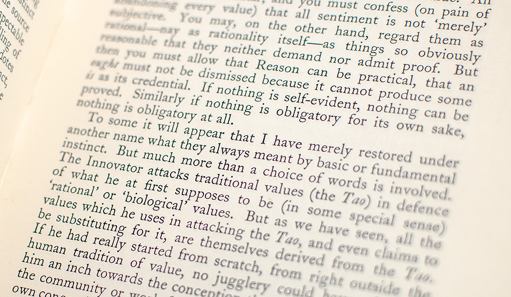 The Abolition of Man or Reflections on Education with Special Reference to the Teaching of English in the Upper Forms of Schools.