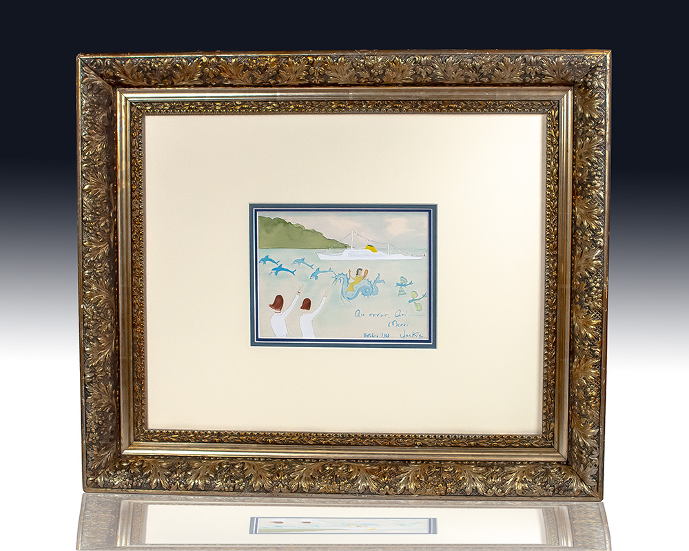 Jacqueline Kennedy Original Gouache Painting.