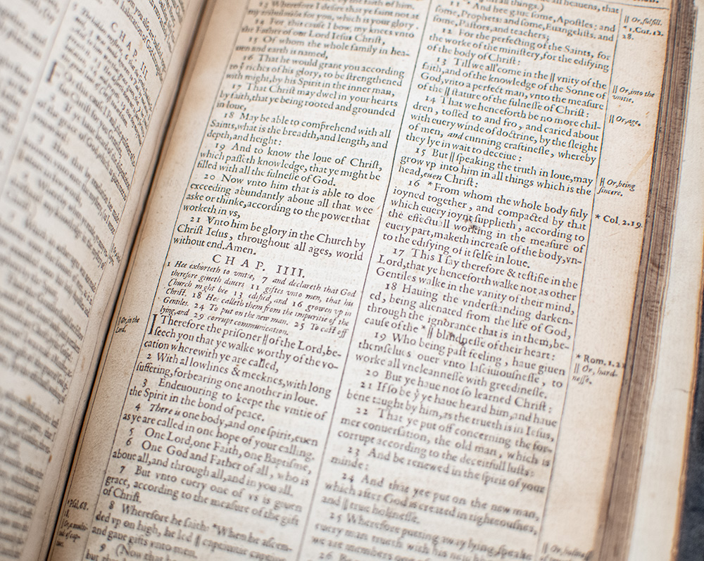 The Holy Bible, Conteining the Old Testament and the New. Newly Translated out ot the Originall Tongues: and with the former Translation diligently compared and revised By his Majesties Special commandement. Appointed to be read in Churches.