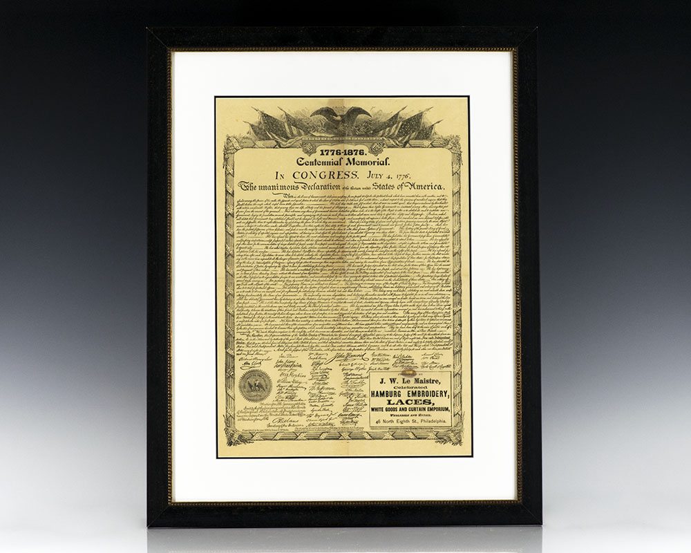 Declaration of Independence Centennial Memorial Broadside.