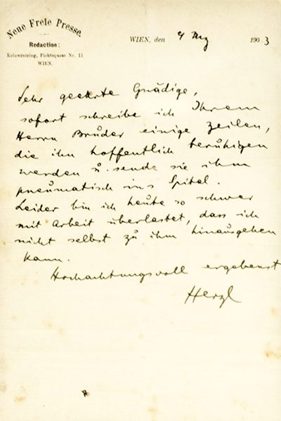 Theodor Herzl Autograph Letter Signed.