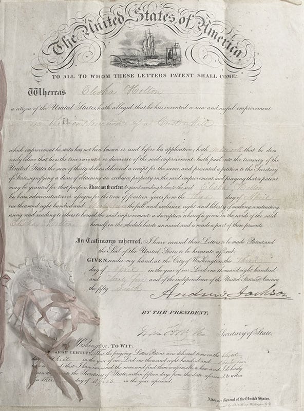Andrew Jackson Autograph Executive Patent Signed.