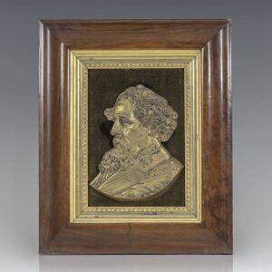 Charles Dickens Gilt Bronze Relief Portrait.