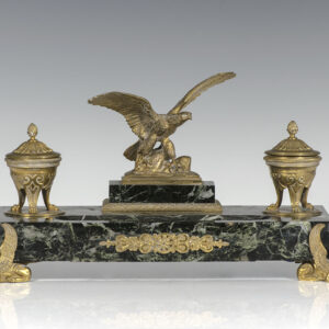 Early 20th Century French Empire Doré Bronze Eagle Inkwell.