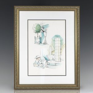 Hilary Knight Original Chanel Watercolor Illustration.